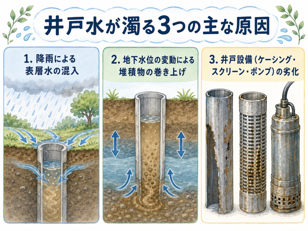 井戸水が濁る3つの主な原因